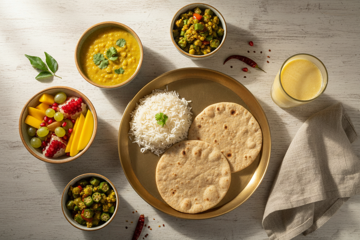 Indian home-cooked meal spread – lifestyle image for The Commonsense Diet