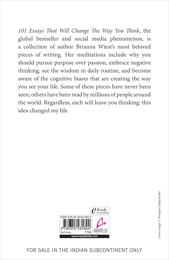 101 Essays That Will Change the Way You Think by Brianna Wiest (English)