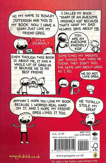 Diary of an Awesome Friendly Kid: Rowley Jefferson's Journal by Jeff Kinney